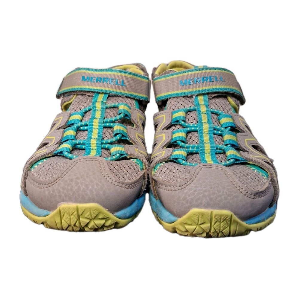 Merrell Hydro Quench Grey Blue Yellow Kids Outdoors Size 13 Summer Beach